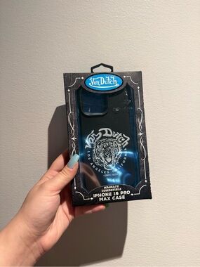 Von Dutch Black and Blue Tiger Logo iPhone 16 Pro Max Case